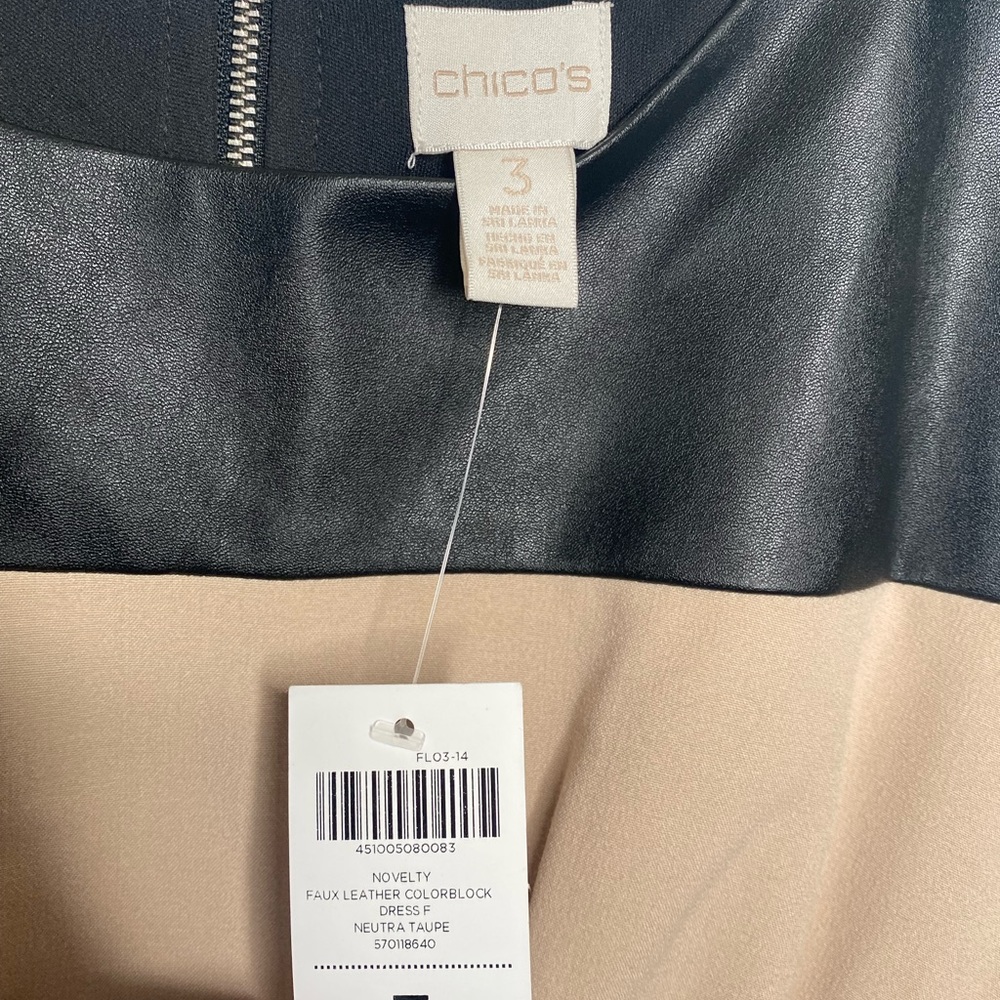 Chico's NWT Faux Leather Taupe Dress Women’s Size XL Chico’s 3 - Picture 6 of 8